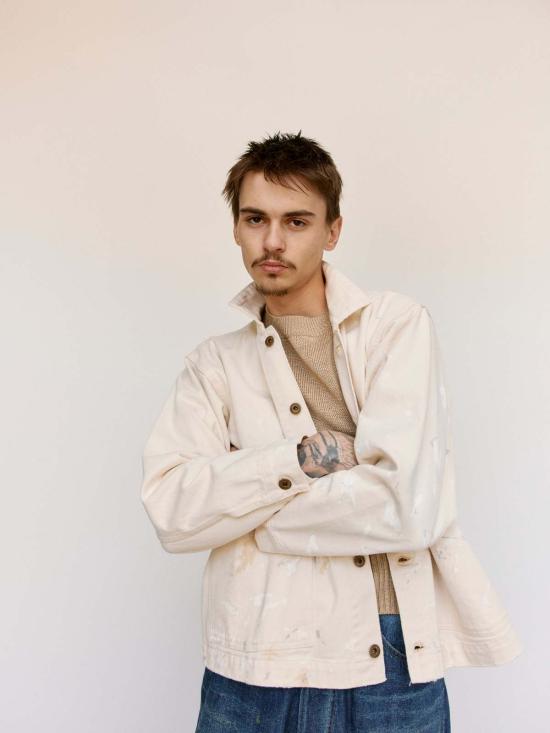  타이가 타카하시 자켓 Lot.303 코튼 커버올 재킷 아이보리 페인트 - TAIGA TAKAHASHI