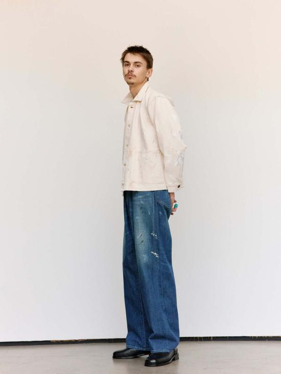  타이가 타카하시 자켓 Lot.303 코튼 커버올 재킷 아이보리 페인트 - TAIGA TAKAHASHI