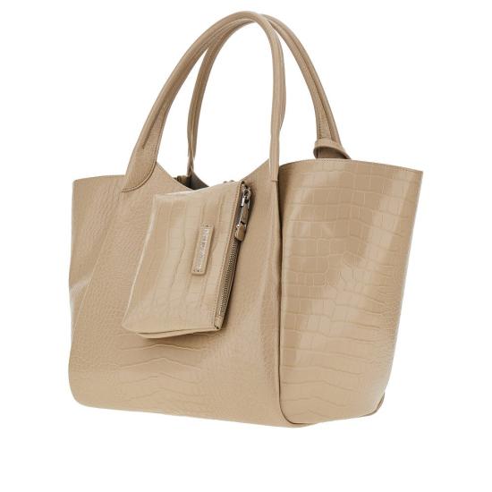  엠포리오 아르마니 가방 EMPORIO ARMANI 크로코 엠보싱 가죽 쇼핑백 여성 베이지 - EMPORIO ARMANI