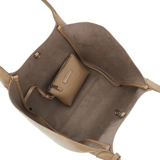  엠포리오 아르마니 가방 EMPORIO ARMANI 크로코 엠보싱 가죽 쇼핑백 여성 베이지 - EMPORIO ARMANI