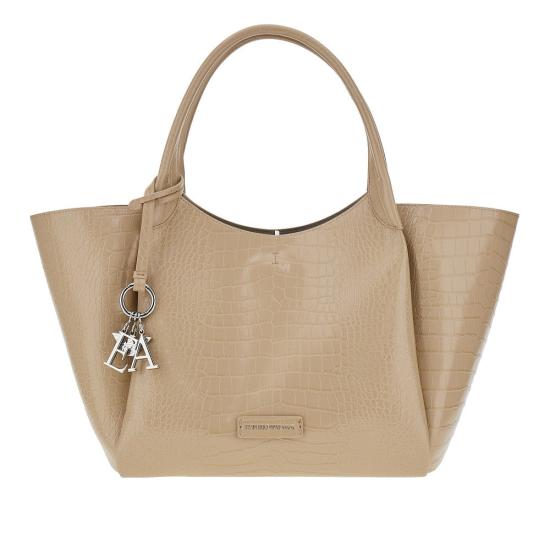  엠포리오 아르마니 가방 EMPORIO ARMANI 크로코 엠보싱 가죽 쇼핑백 여성 베이지