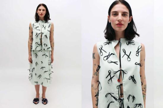  Lucille Thièvre 롱 원피스 루실 티에브르 리본 셔츠 드레스 민트 - LUCILLE THIEVRE