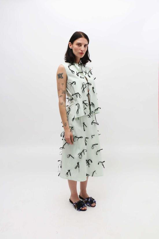  Lucille Thièvre 롱 원피스 루실 티에브르 리본 셔츠 드레스 민트 - LUCILLE THIEVRE