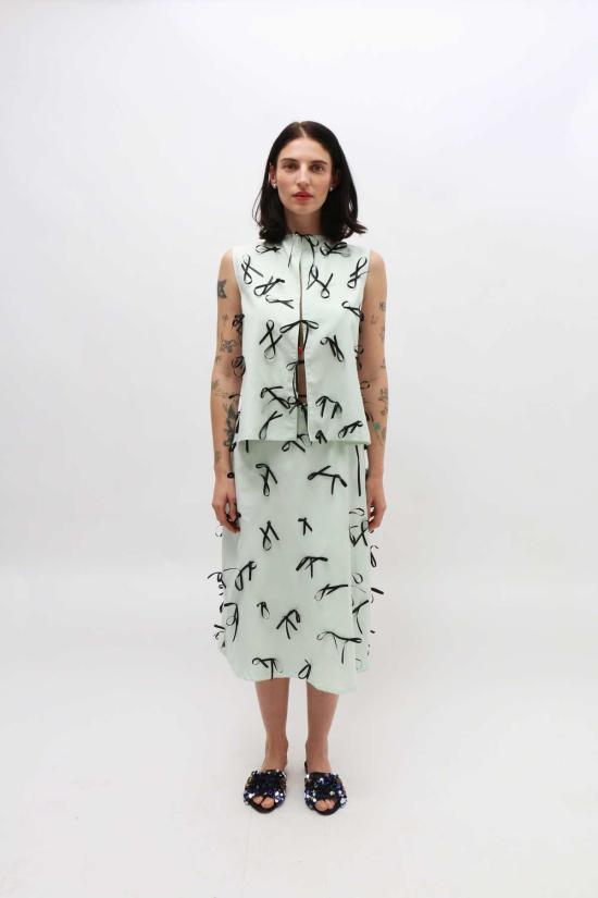  Lucille Thièvre 롱 원피스 루실 티에브르 리본 셔츠 드레스 민트