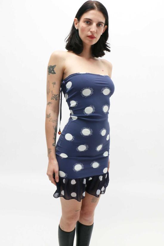  루실 티에브르 숏 원피스 튜브 드레스 도트 프린트 - LUCILLE THIEVRE