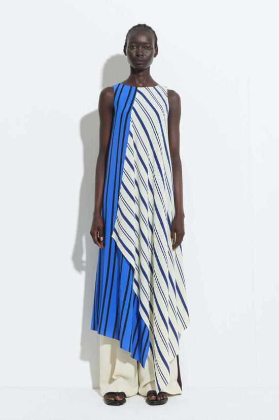  크리스티앙 뵈이넝스 롱 원피스 Christian Wijnants 레이어드 드레스 블루/바닐라 스트라이프