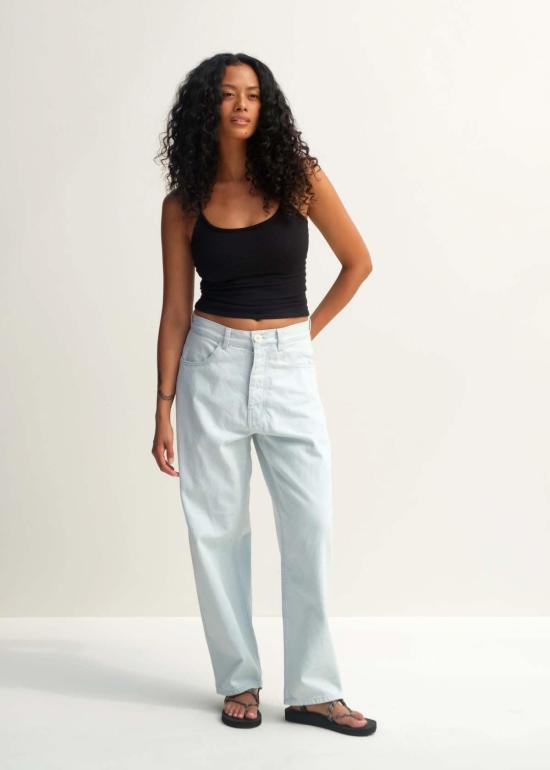  제시 캄 데님 팬츠 제시 캠 캘리포니아 와이드 옅은 파란색 W/ 옅은 파란색 스티치