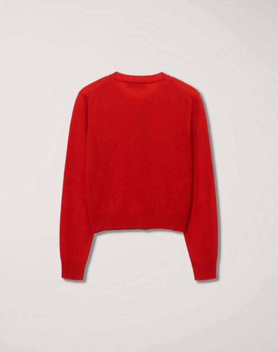  던스트 가디건 Dunst 에센셜 크루넥 니트 카디건 레드 - DUNST