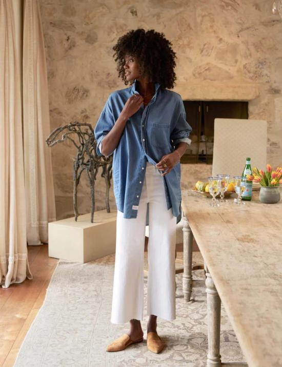  프랭크 앤 에일린 데님 팬츠 프랭크 앤 엘린 갤웨이 가우초 진 화이트