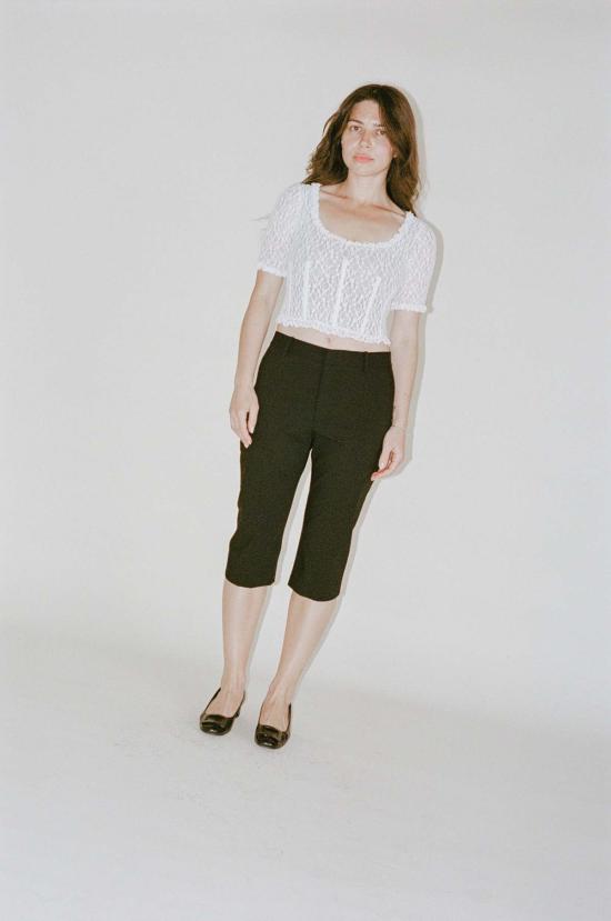  샌디리앙 크롭 팬츠 샌디 리앙 멜빈 카프리스 블랙 - SANDY LIANG