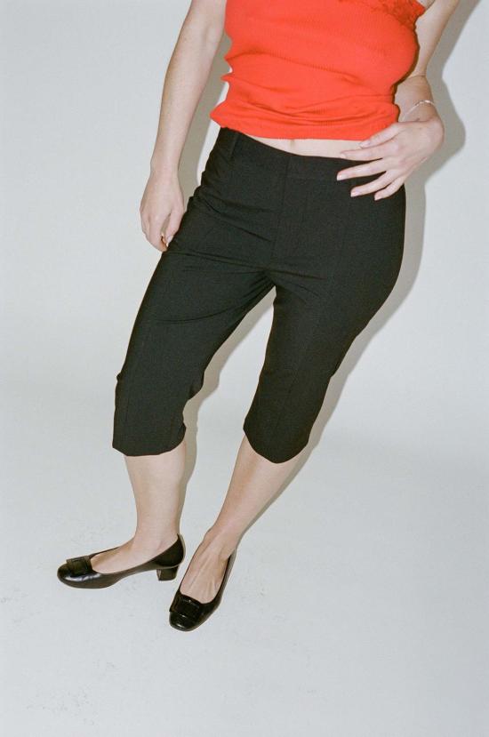  샌디리앙 크롭 팬츠 샌디 리앙 멜빈 카프리스 블랙 - SANDY LIANG