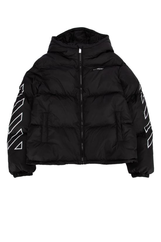 24FW [키즈] 오프화이트 코트 OBEJ002F24FAB002 1001 BLACKWH