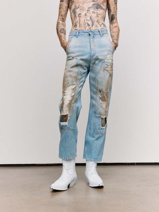  MM6 메종마르지엘라 데님 팬츠 Mm6 메종 마르지엘라 디스트레스드 5포켓 진 블루