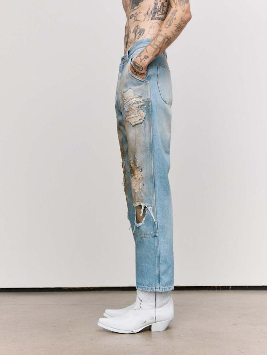  MM6 메종마르지엘라 데님 팬츠 Mm6 메종 마르지엘라 디스트레스드 5포켓 진 블루 - MM6 MAISON MARGIELA