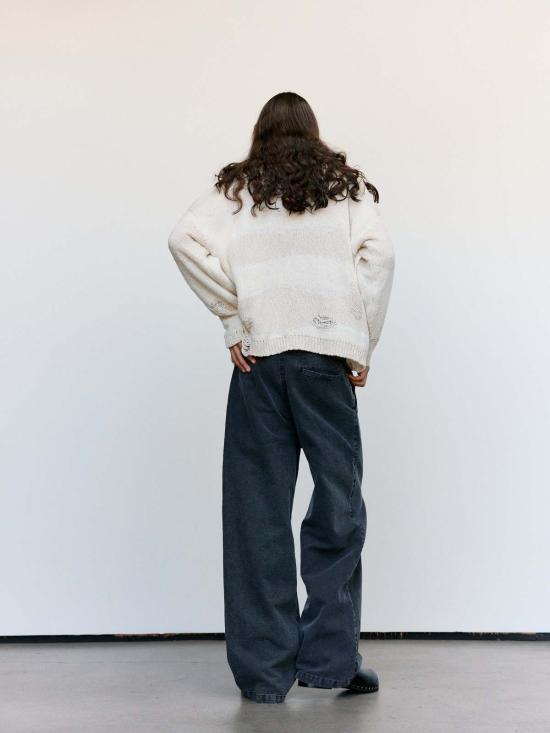  아워레가시 스웨터 아워 레거시 포포버 라운드넥 화이트 디스트럭티브 웨이브 - OUR LEGACY