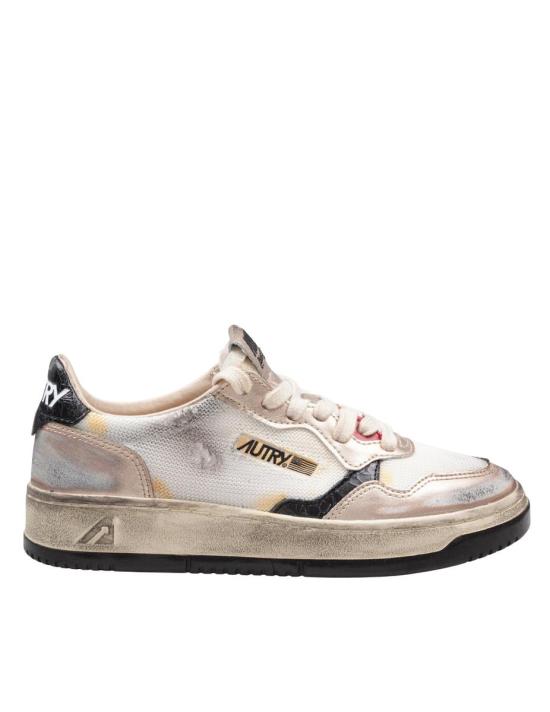 26SS 오트리 슈퍼 빈티지 메달리스트 로우 레더 스니커즈 AVLW MS09 WHITE GOLD BLACK DOM