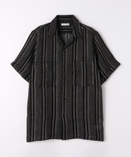  커먼스웨덴 반팔 셔츠 CMDM241PRSH010BK BLACK STRIPE DOM