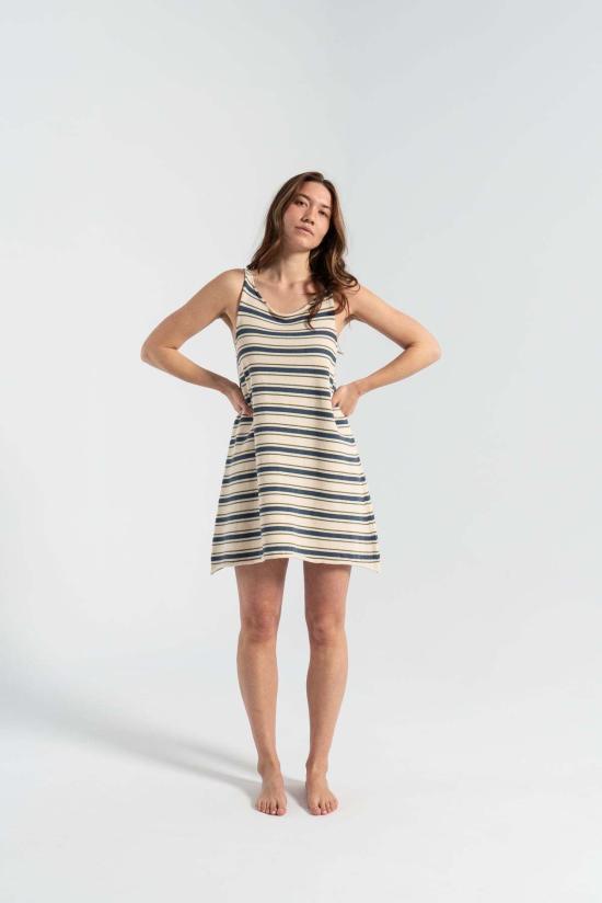  Idun 숏 원피스 Thea 드레스 머랭 카키/타히티 스트라이프 - OTHER BRANDS