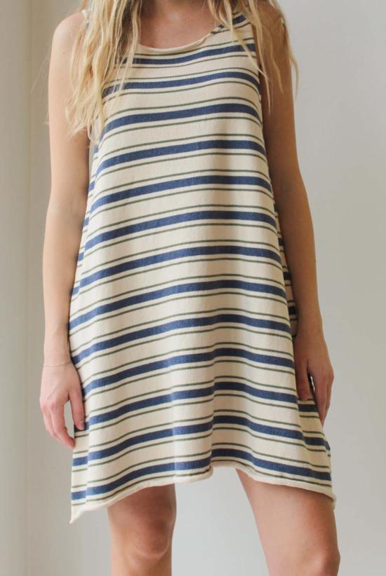  Idun 숏 원피스 Thea 드레스 머랭 카키/타히티 스트라이프 - OTHER BRANDS