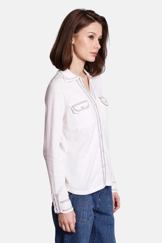  미니 로즈 후드 티셔츠 코튼 캐시미어 펄 버튼 셔츠 화이트 - MINNIE ROSE