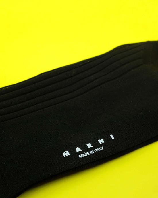  마르니 양말 리브 코튼 롱 삭스 블랙 - MARNI