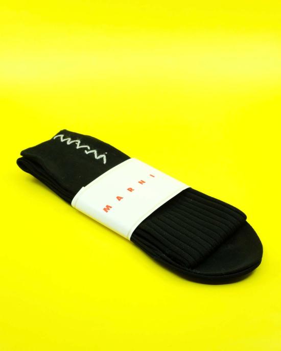  마르니 양말 리브 코튼 롱 삭스 블랙