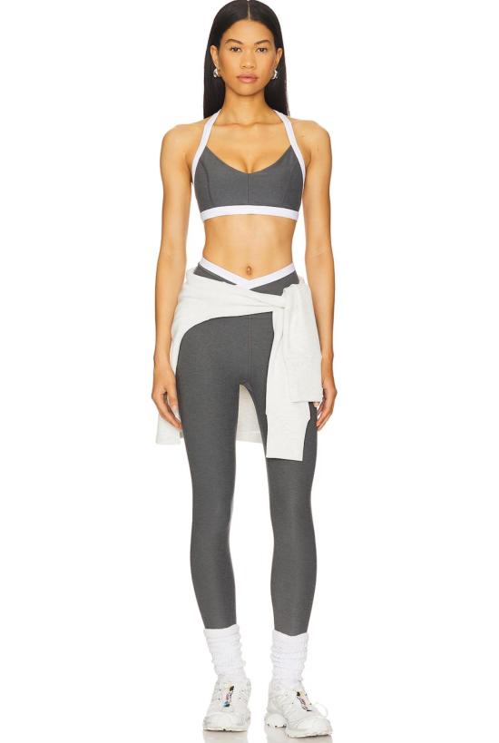  비욘드 요가 레깅스 Beyond Yoga Spacedye Outlines 하이웨이스트 미디  True Gray Heather