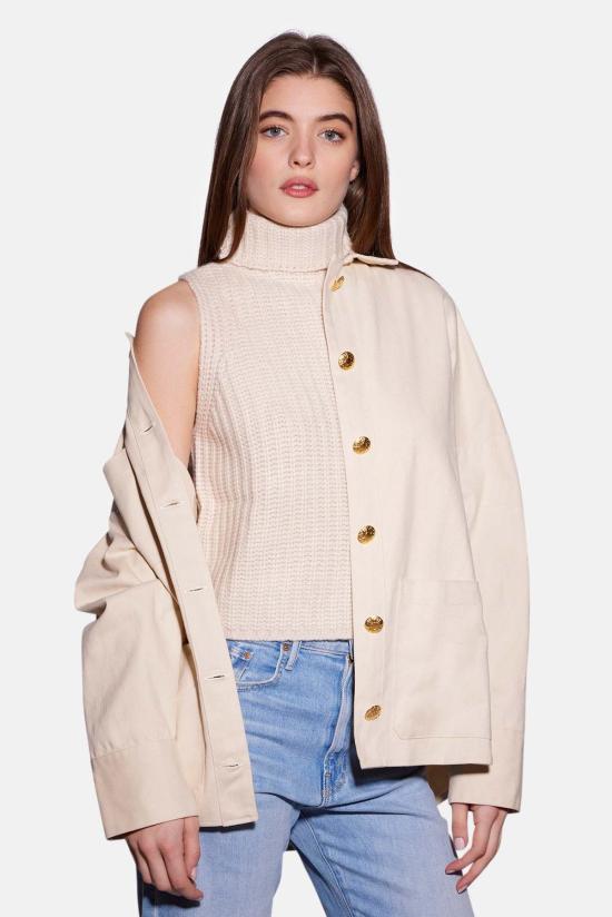  더 타일 클럽 터틀넥 타일 클럽 마야 캐시미어 슬리브리스  베이지 - THE TILE CLUB