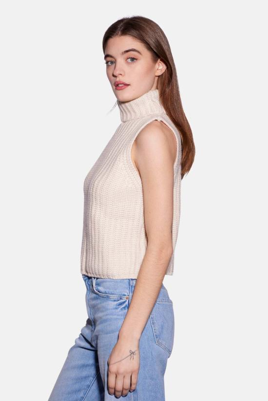  더 타일 클럽 터틀넥 타일 클럽 마야 캐시미어 슬리브리스  베이지 - THE TILE CLUB