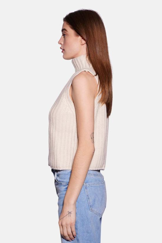  더 타일 클럽 터틀넥 타일 클럽 마야 캐시미어 슬리브리스  베이지 - THE TILE CLUB