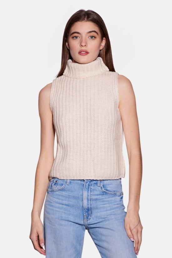  더 타일 클럽 터틀넥 타일 클럽 마야 캐시미어 슬리브리스  베이지