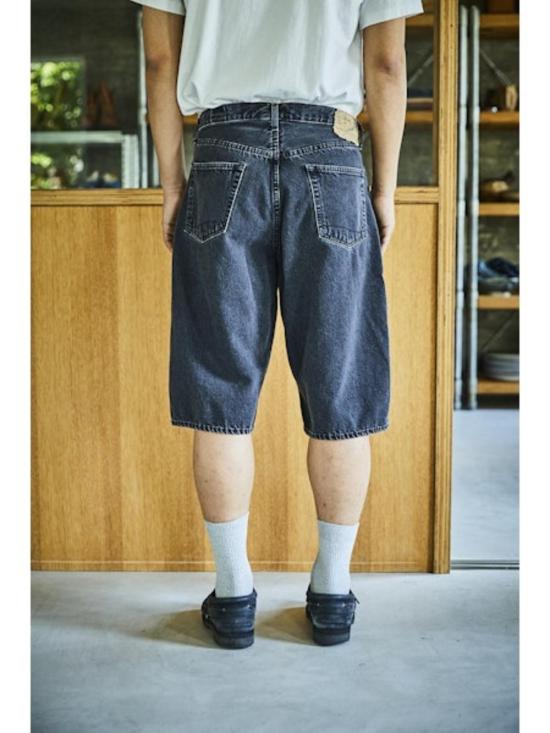  오어슬로우 데님 숏팬츠 Orslow 슈퍼 대드핏 반바지 블랙 데님 스톤 - ORSLOW