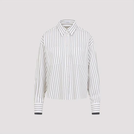 25SS 브루넬로 쿠치넬리 블라우스/셔츠 MA783RD606 C015 BIANCO TABACCO