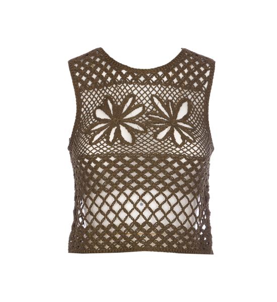 25SS 핑코 민소매 티셔츠 104733 A2FFX26 Brown