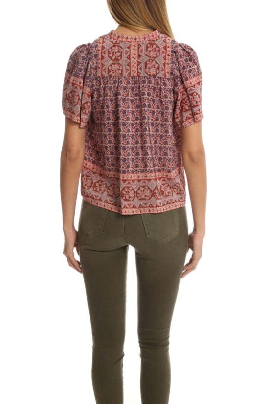  씨뉴욕 반팔 티셔츠 Sea Ny 퍼프 슬리브 비브 탑 레드 멀티 - SEA NY