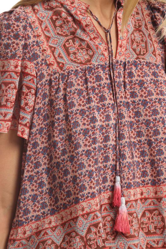  씨뉴욕 반팔 티셔츠 Sea Ny 퍼프 슬리브 비브 탑 레드 멀티 - SEA NY