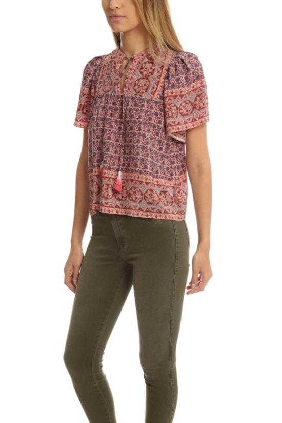  씨뉴욕 반팔 티셔츠 Sea Ny 퍼프 슬리브 비브 탑 레드 멀티 - SEA NY