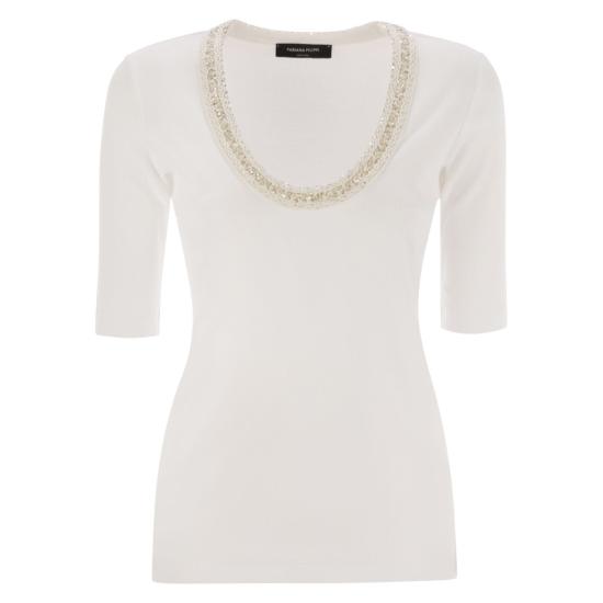 25SS 파비아나 필리피 반팔 티셔츠 JED275F151 WHITE