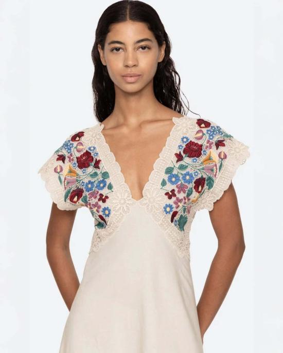  씨뉴욕 롱 원피스 Sea Ny Katharine 자수 V넥 드레스 멀티 - SEA NY