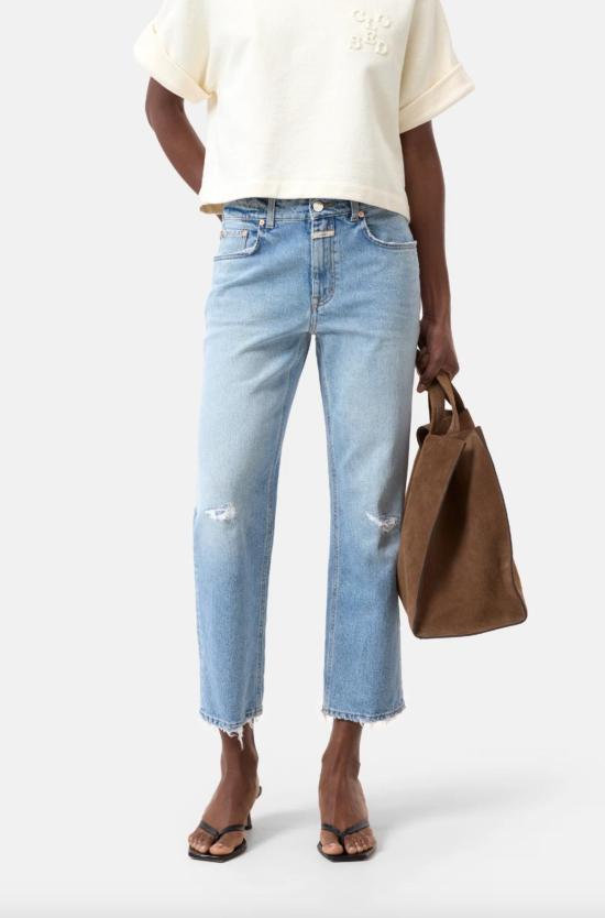  클로즈드 데님 팬츠 밀로 스트레이트 레그 진 미드 블루