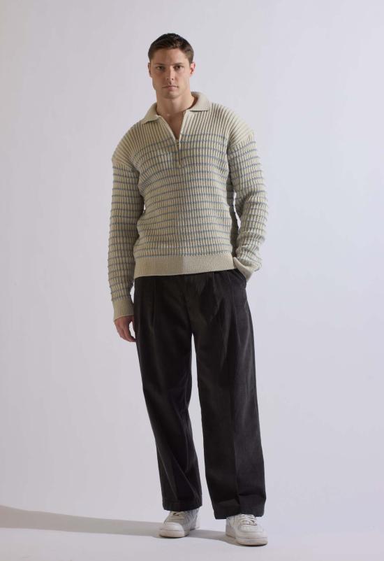  더 엔케이씨 스토어 스웨터 Nkc Store 허드슨 하프 지퍼  블루/그레이 - The NKC Store