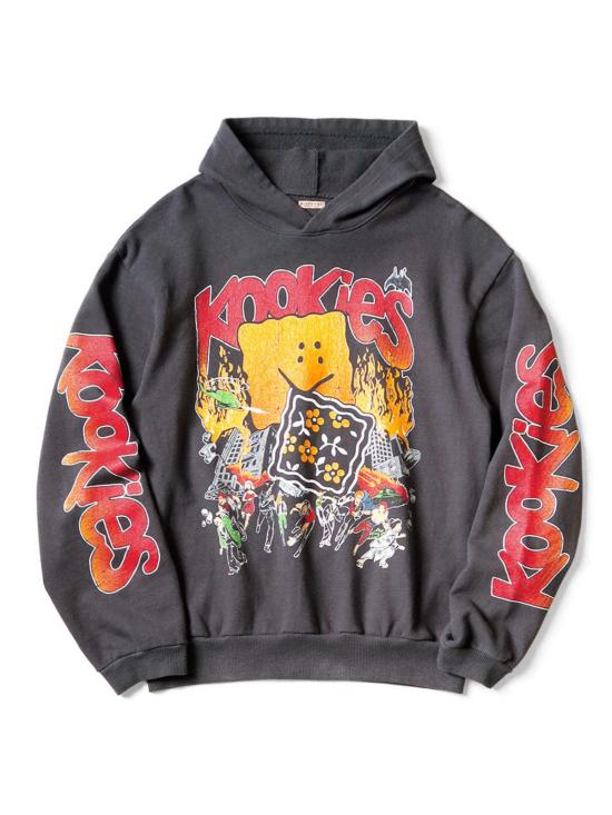  캐피탈 긴팔 티셔츠 Kapital 플리스 후드 스웨트셔츠 잉크 블랙