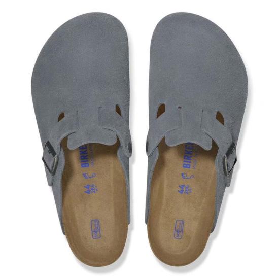  버켄스탁 뮬/슬리퍼 버켄슈톡 보스턴 소프트 풋베드 스웨이드 가죽 바살트 그레이 - BIRKENSTOCK