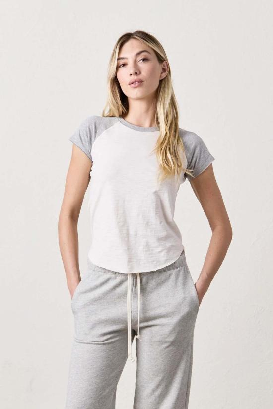  NSF 반팔 티셔츠 Nsf Tommy Colorblock Raglan Crew 아이보리 및 헤더 그레이