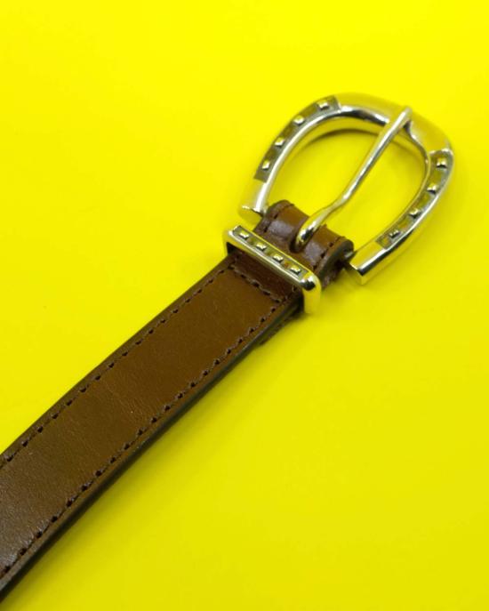  더 레터스 가죽 벨트 레터스 초콜릿 카우하이드 양면 말굽 롱 - THE LETTERS