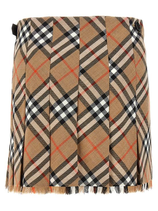25FW 버버리 빈티지 체크 패턴 울 블렌드 미니 스커트 8102634SANDIPCHECK Multicolor - BURBERRY