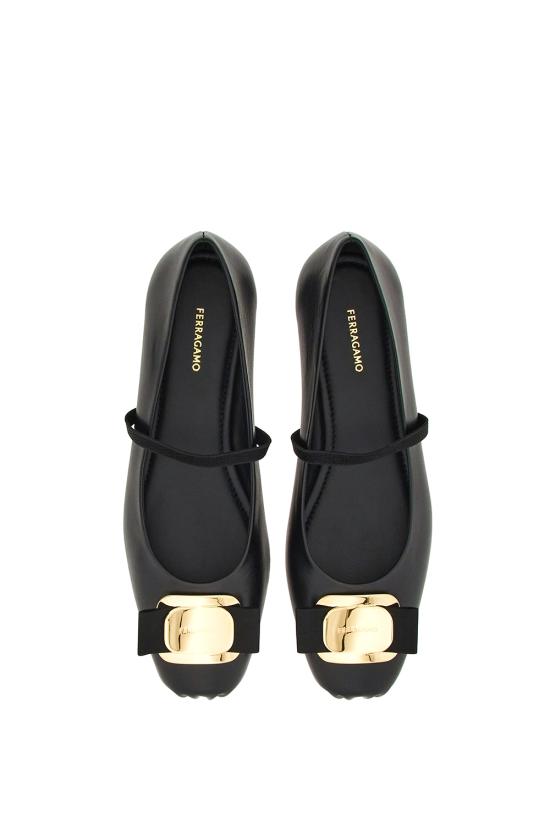 25FW 살바토레 페라가모 바라 보우 발레 플랫 01H345768868 BLACK DOM - SALVATORE FERRAGAMO