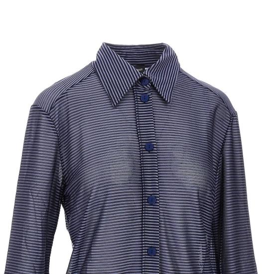  엠포리오 아르마니 셔츠 EMPORIO ARMANI 스트라이프 니트 ICON  여성 블루 - EMPORIO ARMANI