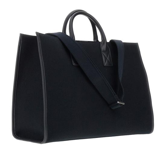  엠포리오 아르마니 토트백 EMPORIO ARMANI 로고 자수 캔버스  맨 블루 - EMPORIO ARMANI