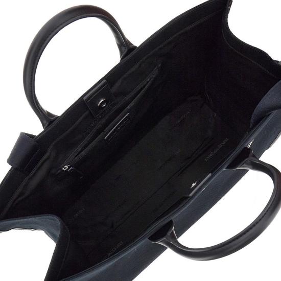  엠포리오 아르마니 토트백 EMPORIO ARMANI 로고 자수 캔버스  맨 블루 - EMPORIO ARMANI